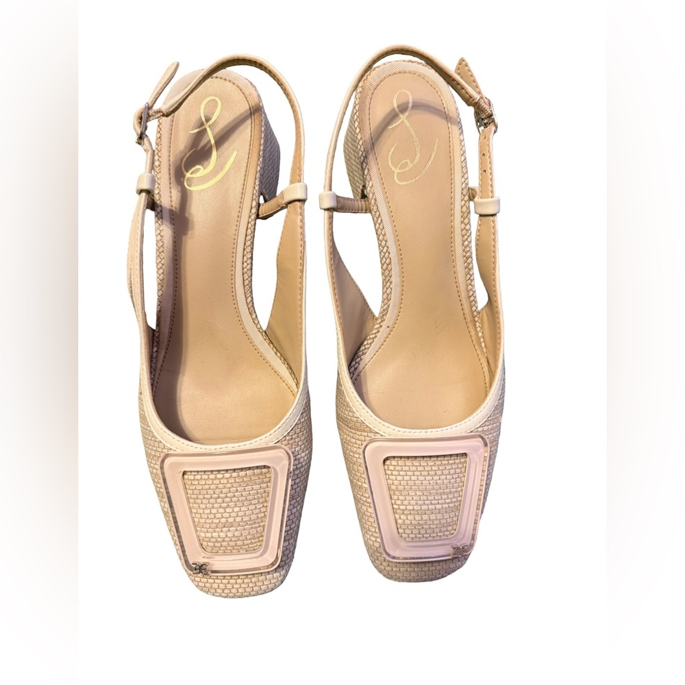 Sam Edelman Beige Slingback Woven Heels